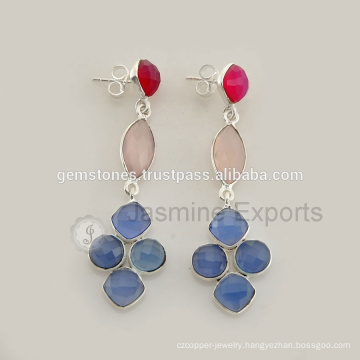 Chalcedony Gemstone Sterling Silver Earring For Wholesale Supply